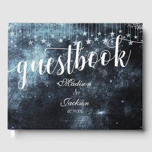 Star Struck Watercolor Celestial Wedding Monogram Gästebuch