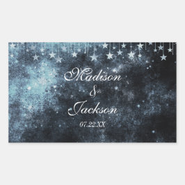 Star Struck Watercolor Celestial Wedding Monogram Rechteckiger Aufkleber