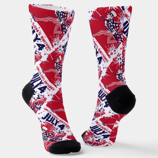 Star Studded Uncle Sam Birthday 4. Juli Socken (Gewinkelt)