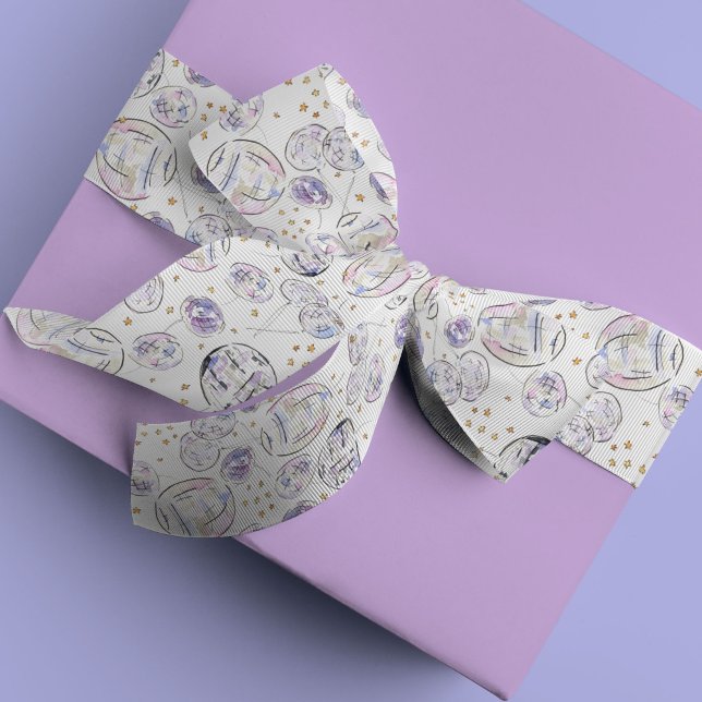 Star Studentenwohnheime Satinband (Fabulous watercolor painted star studded disco balls pattern gift wrapping ribbon.)