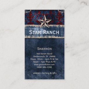 Star Suede Business Card Red Blue USA Visitenkarte
