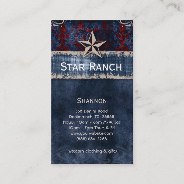 Star Suede Business Card Red Blue USA Visitenkarte (Vorderseite)
