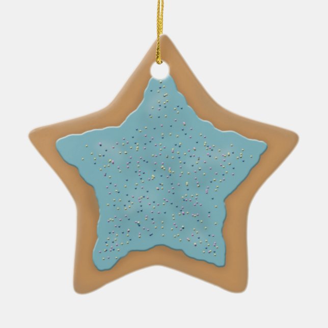 Star Sugar Cookie mit Blue Icing Keramik Ornament (Vorne)