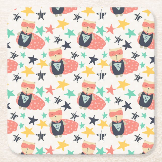 Star Super Hero Rechteckiger Pappuntersetzer (Vorderseite)