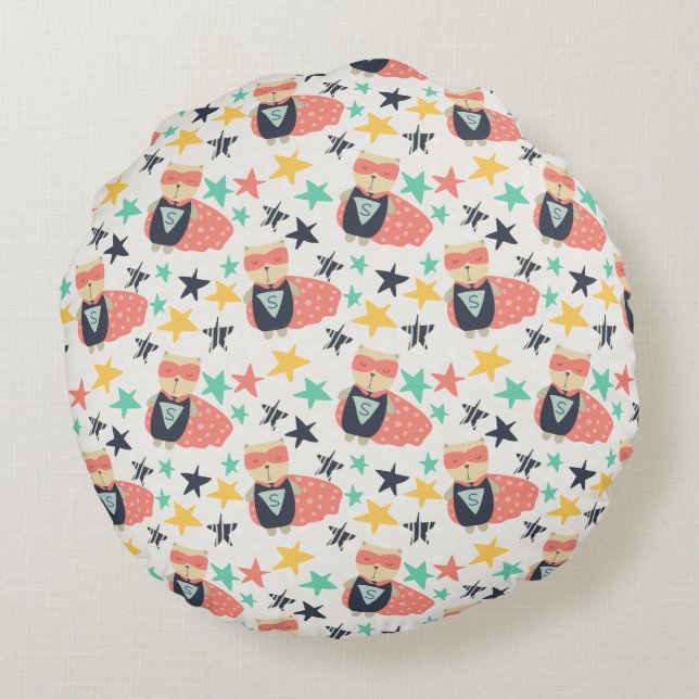 Star Super Hero Rundes Kissen (Rückseite)