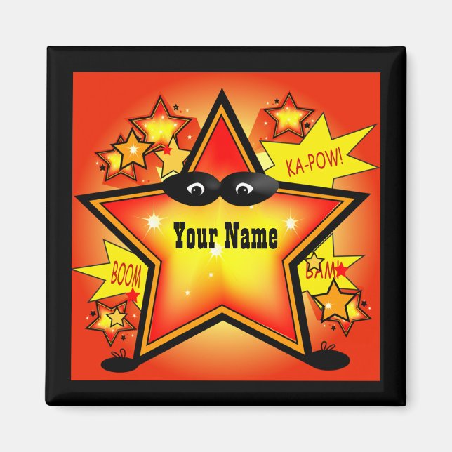 Star Superhero Kid Name Custom Magnet (Vorne)