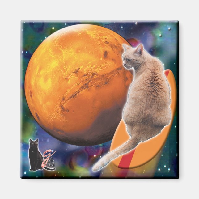 Star Surfer Cat Chili Pepper Magnet (Vorne)