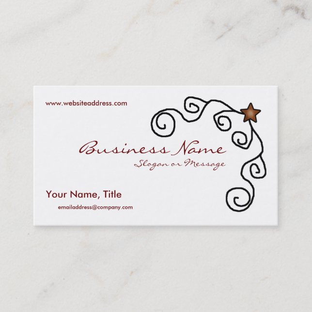 Star & Swirl Country Primitive Business Card Visitenkarte (Vorderseite)
