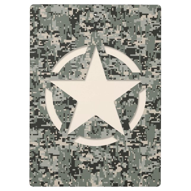 Star Symbol Pixel Digital Camouflage Klemmbrett (Rückseite)