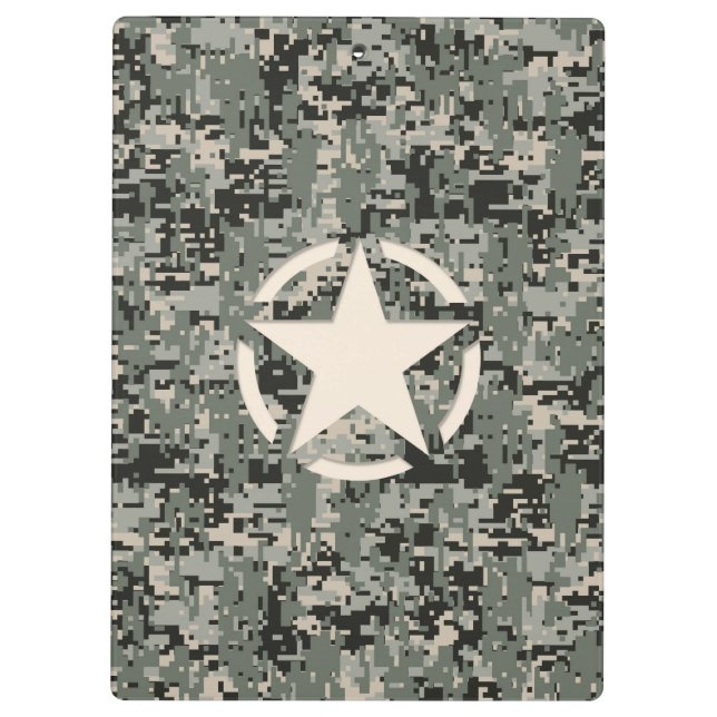 Star Symbol Pixel Digital Camouflage Klemmbrett (Rückseite)