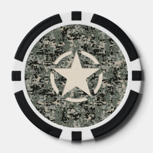 Star Symbol Pixel Digital Camouflage Pokerchips