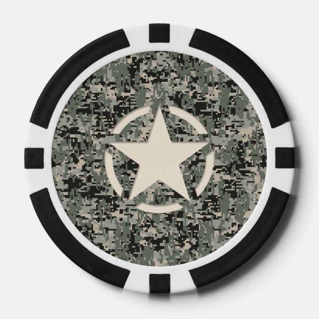 Star Symbol Pixel Digital Camouflage Pokerchips (Vorderseite)