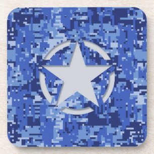 Star Tag Decal Navy Blue Camouflage Getränkeuntersetzer
