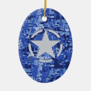Star Tag Decal Navy Blue Camouflage Keramikornament