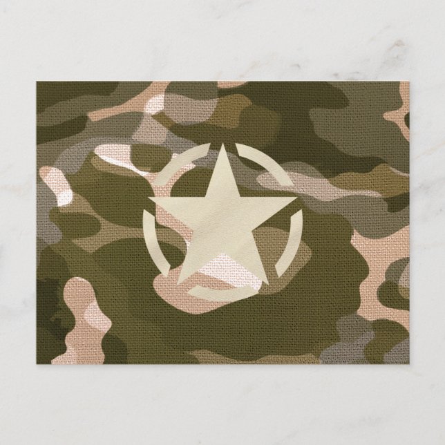 Star-Tag im Burlap-Camouflage-Stil Postkarte (Vorderseite)