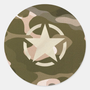 Star-Tag im Burlap-Camouflage-Stil Runder Aufkleber