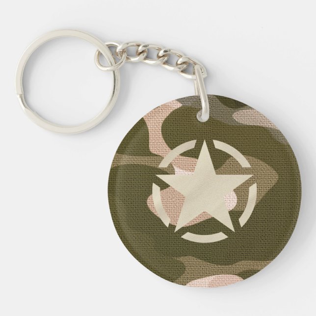 Star-Tag im Burlap-Camouflage-Stil Schlüsselanhänger (Vorderseite)