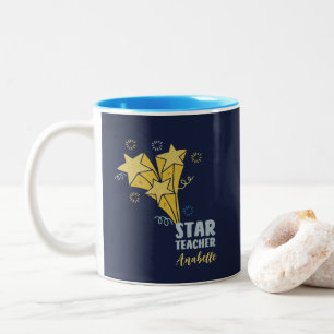 Star Teacher Individuelle Name Zweifarbige Tasse