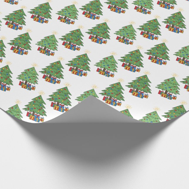 Star-topped Christmas Trees and Gifts Pattern Geschenkpapier (Ecke)