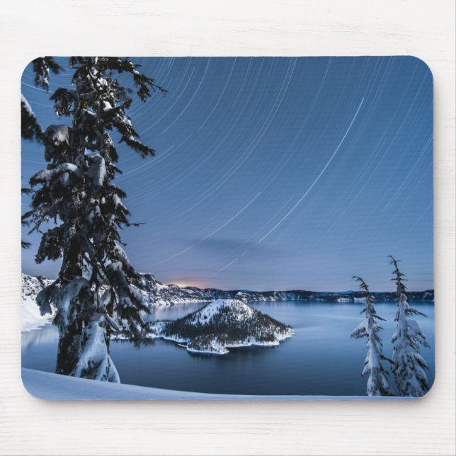 Star Trails | Krater Lake National Park Mousepad (Vorne)