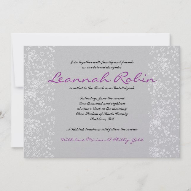 STAR TREE Bar Bat Mitzvah Einladung (Vorderseite)