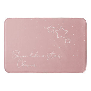 Star Trio in Rosa und Weiß mit Nachricht und Name Badematte