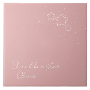 Star Trio in Rosa und Weiß mit Nachricht und Name Fliese