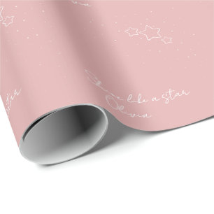 Star Trio in Rosa und Weiß mit Nachricht und Name Geschenkpapier