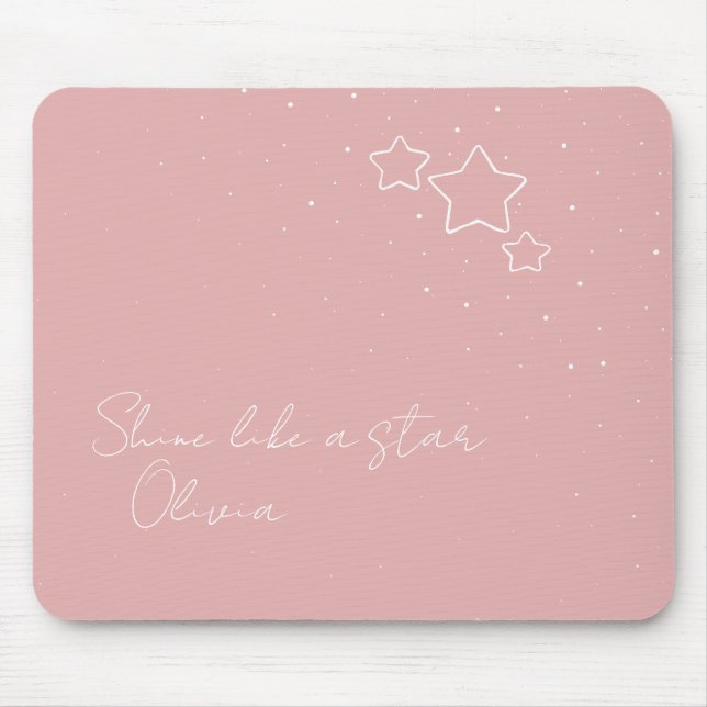 Star Trio in Rosa und Weiß mit Nachricht und Name Mousepad (Vorne)