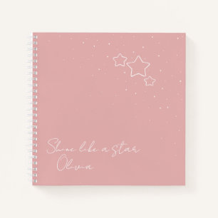 Star Trio in Rosa und Weiß mit Nachricht und Name Notizbuch
