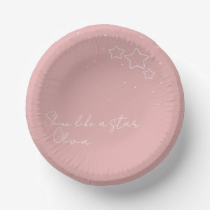 Star Trio in Rosa und Weiß mit Nachricht und Name Pappteller