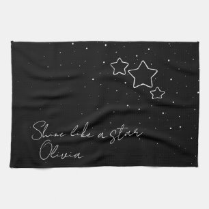 Star Trio in Schwarz und Weiß mit Nachricht und Na Geschirrtuch