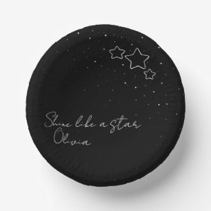 Star Trio in Schwarz und Weiß mit Nachricht und Na Pappteller