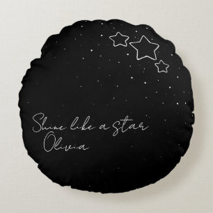 Star Trio in Schwarz und Weiß mit Nachricht und Na Rundes Kissen