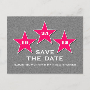 Star Trio Save the Date Postcard, rosa Ankündigungspostkarte