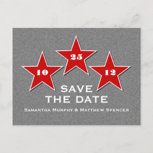 Star Trio Save the Date Postcard, Rot Ankündigungspostkarte