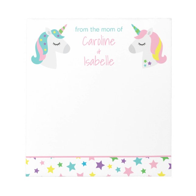 Star Unicorn Personalisiert Notepad Notizblock (Vorderseite)