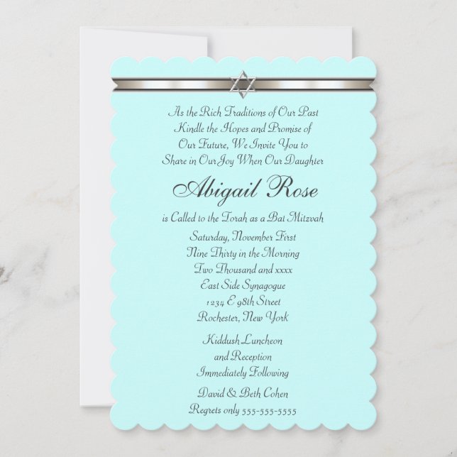 Star von David Any Color Bat Mitzvah Einladung (Vorderseite)