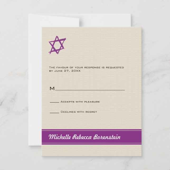 Star von David Bat Mitzvah Response Card RSVP Karte (Vorderseite)