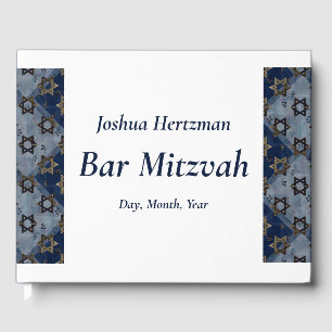 Star von David Blue Gray Bar Mitzvah Mazel Tov Gästebuch