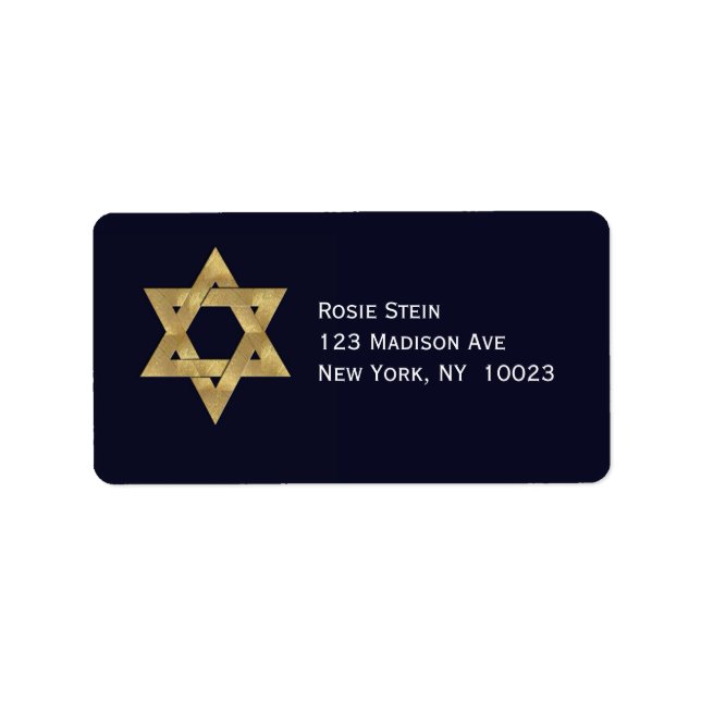 Star von David Blue und Gold-Akzent Adressetikette Adressaufkleber (Vorne)