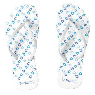 Star von David Blue und White Flip Flops