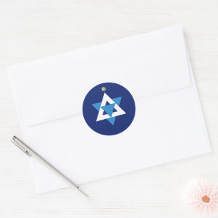 Star von David Christmas Tree Runder Aufkleber