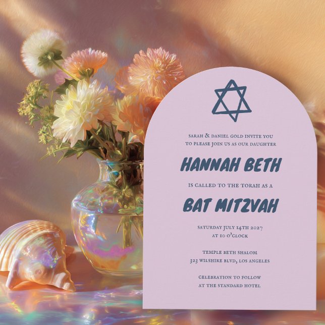 Star von David Custom B'nai Bat Bar Mitzvah Arched Einladung (Star of David Custom B'nai Bat Bar Mitzvah Arched Invitation
)