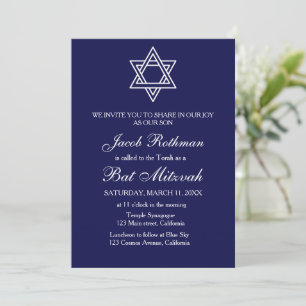 Star von David Elegant Simple Blue Bat Mitzvah Einladung