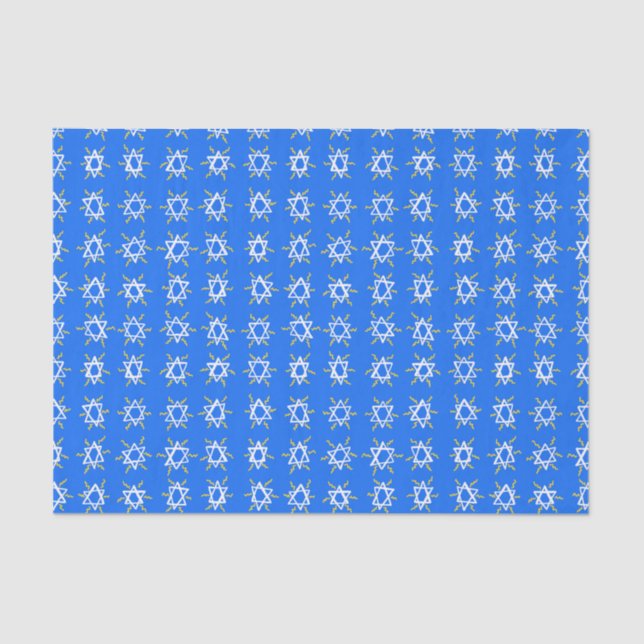 Star von David Hanukkah Pattern Blue White Seidenpapier (Vorderseite)
