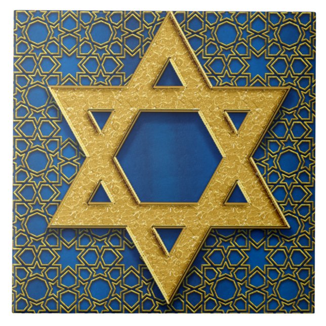 Star von David, Hanukkah Pattern Weihnachtsgeschen Fliese (Vorderseite)