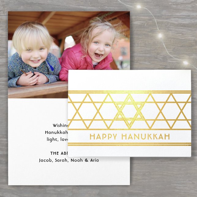 Star von David Happy Hanukkah Modern Simple 1 Foto Folienkarte (Von Creator hochgeladen)