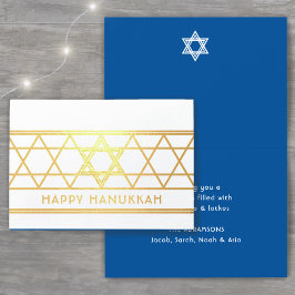 Star von David Happy Hanukkah Techelet Blue Modern Folienkarte