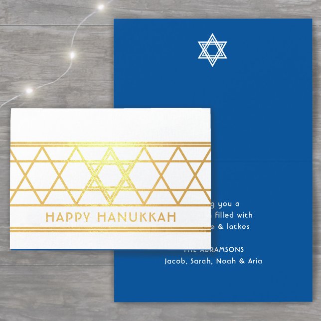 Star von David Happy Hanukkah Techelet Blue Modern Folienkarte (Von Creator hochgeladen)